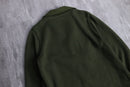 olive suède leather switch wool cardigan