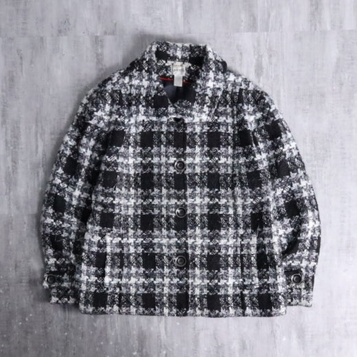 "CHICO’S" check tweed short jacket