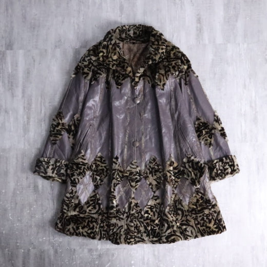 "cosmos furs s.a." leopard fur &nbsp;docking leather coat