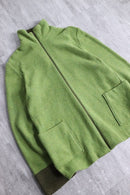 90s wool nylon highneck nep half knit jacket