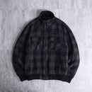 10s block check standneck blouson