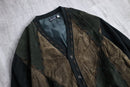 1980-90s leather combi knit cardigan