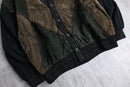 1980-90s leather combi knit cardigan