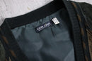 1980-90s leather combi knit cardigan