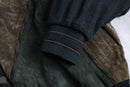 1980-90s leather combi knit cardigan
