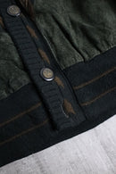 1980-90s leather combi knit cardigan