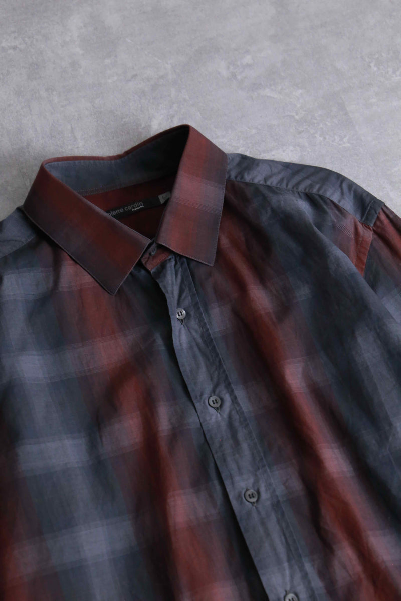 "Pierre Cardin" ombre check cotton poplin shirt