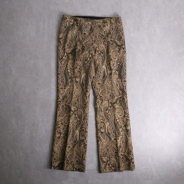 leaf pattern jacquard flare pants