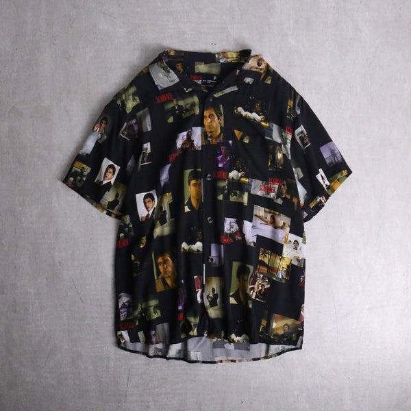 1990s SCARFACE phot print open collar shirt