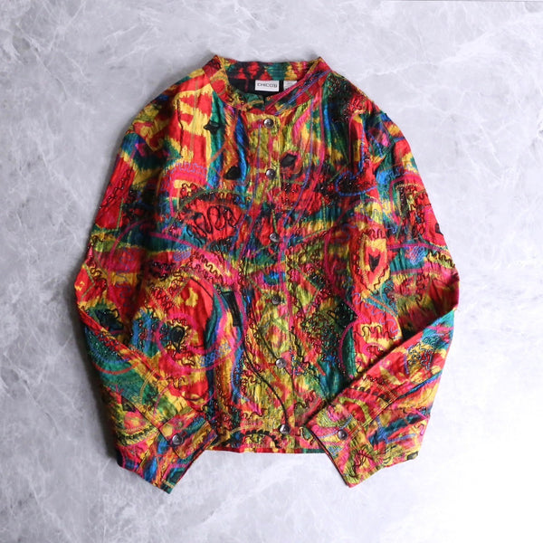 psychedelic color mao-collar shirts jacket