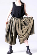 BISHOOL Cupra Jacquard 帯締 3Tuck Half Pants dark yellow
