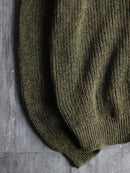 "L.L.Bean" melange green middle gage full zip knit