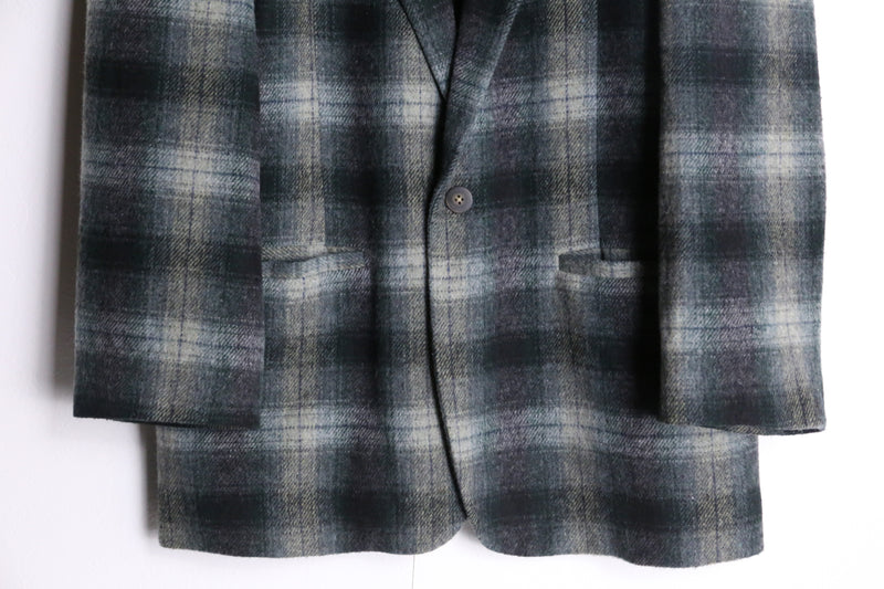 ombre check single breast tailored jacket