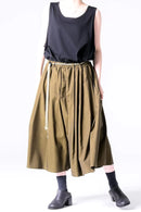 BISHOOL Wool Gabardine 帯締 3Tuck Half Pants mustard