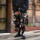 total flower pattern navy black cocoon pants