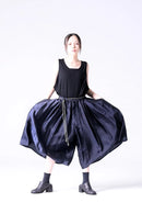 BISHOOL Cupra Jacquard 帯締 3Tuck Half Pants blue