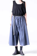 BISHOOL Wool Gabardine 帯締 3Tuck Half Pants blue gray