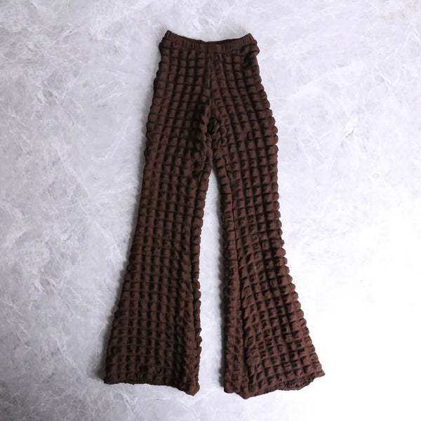 dark brown square pleats flare pants