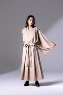 BISHOOL Tropical Wool KIMONO Dress Coat taupe