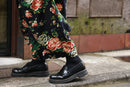 total flower pattern navy black cocoon pants
