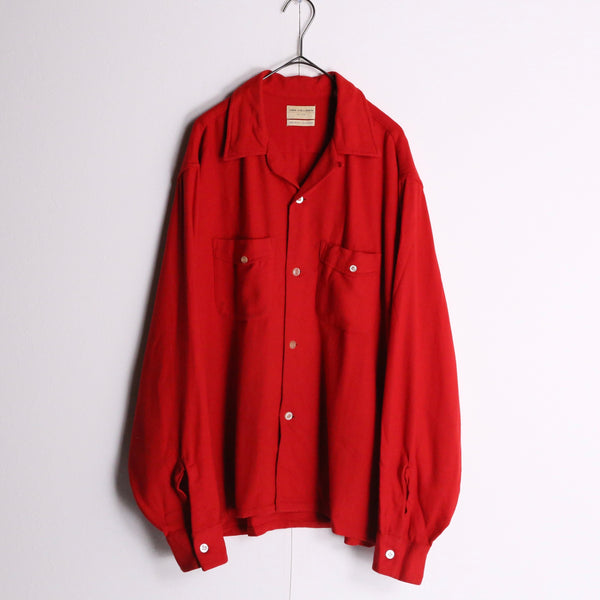 70's “VAN HEUSEN”open collar wool shirt