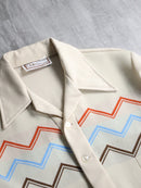 70's abstract horizontal stripe knit shirt