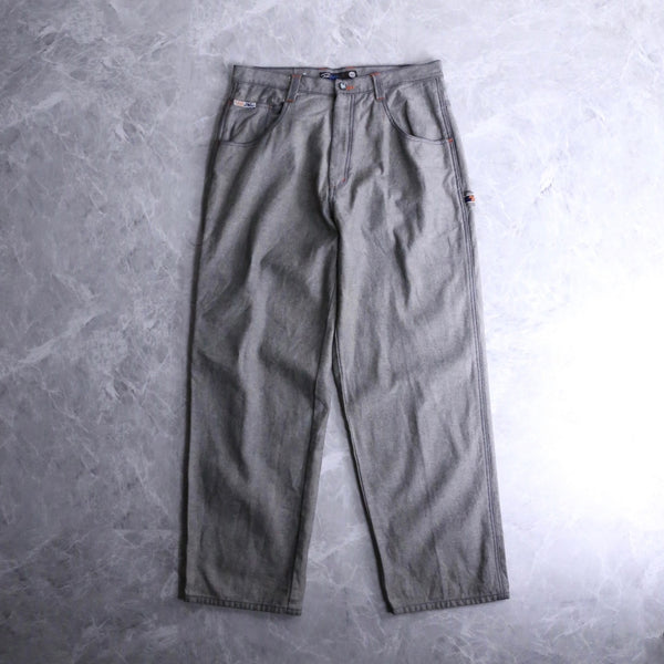 "Raw Blue" thick gray denim pants