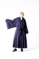 BISHOOL Wool Gabardine KIMONO Dress Coat dark blue