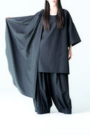 BISHOOL Bloom Jacquard Drape Cloth Top black