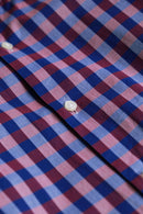 "HUGO BOSS" violet navy block check dress shirt