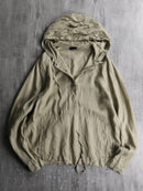 light khaki linen pullover hoodie