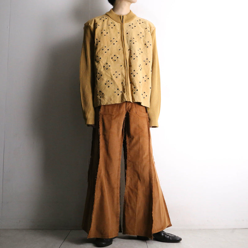 remake "再構築" camel brown corduroy buggy flare pants