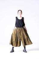 BISHOOL Wool Gabardine 帯締 3Tuck Half Pants mustard