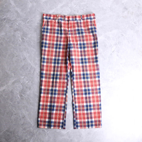 70's check pattern straight slacks