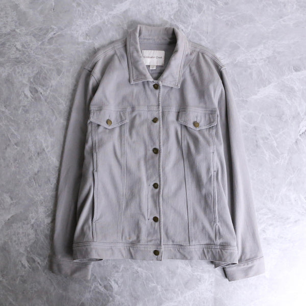 simple gray color cotton shirt jacket