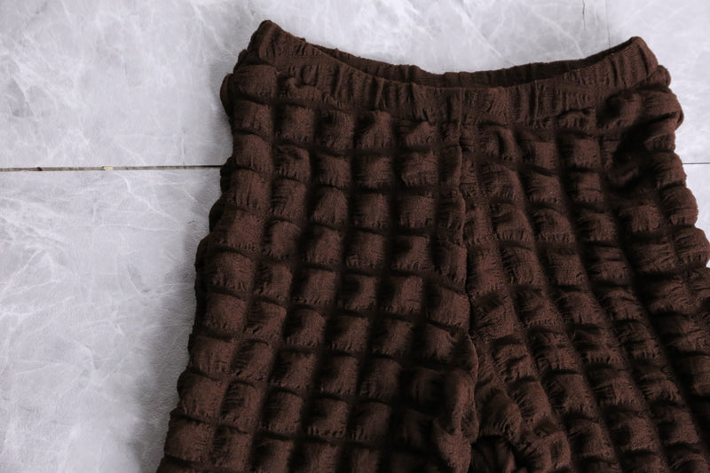 dark brown square pleats flare pants