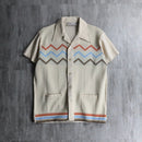 70's abstract horizontal stripe knit shirt