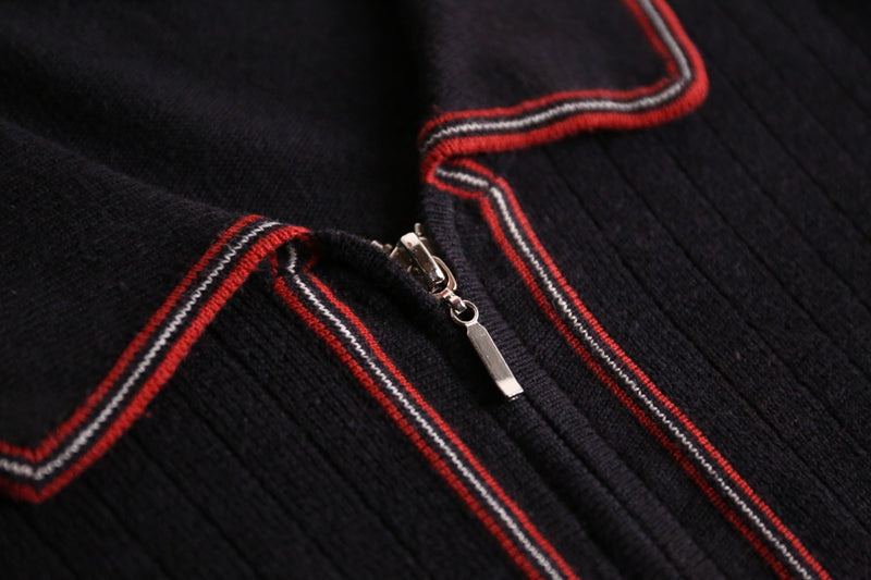 cotton × acryl zip-up h/s knit polo