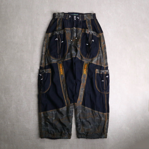 camouflage mix multi pocket wide cargo pants