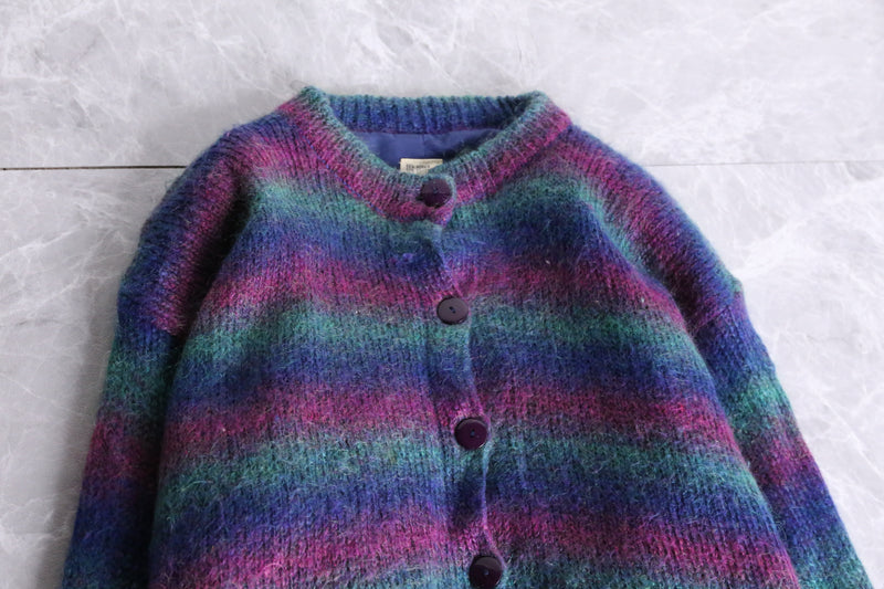 gradation boarder mohair knit cardigan