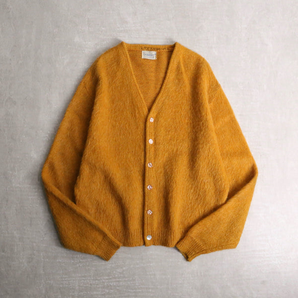 60s "BRENT" orange mohair knit cardigan