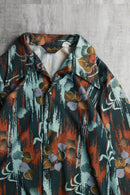 70's artistic printing poly dress shirt