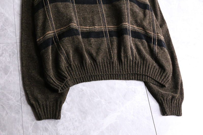 dark brown all over pattern check knit