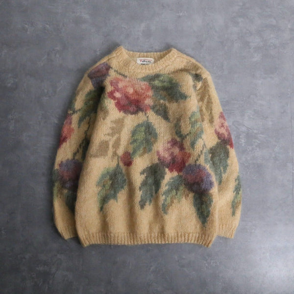 hand knitting flower mohair sweater