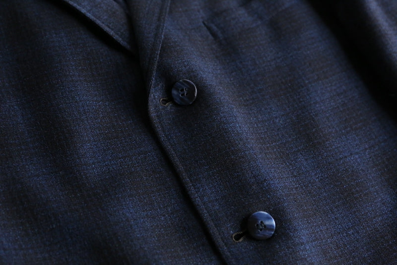 navy checked wool tailored jacket