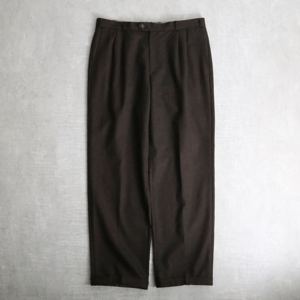 dark brown 2tuck wool wide tapered slacks