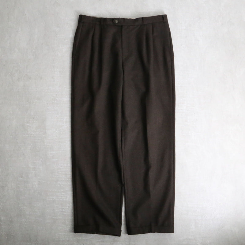 dark brown 2tuck wool wide tapered slacks