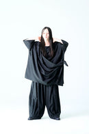 BISHOOL Bloom Jacquard Drape Cloth Top black