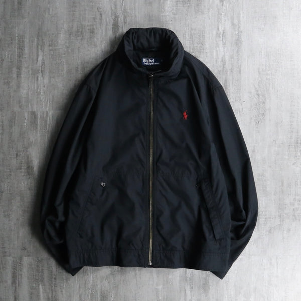 "Polo by Ralph Lauren" stand collar black nylon jacket