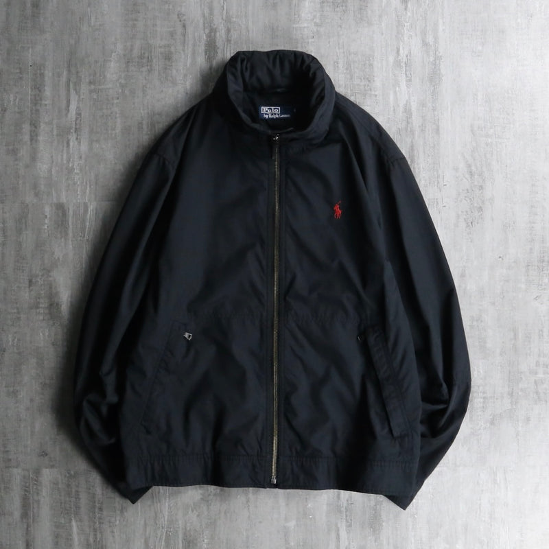 "Polo by Ralph Lauren" stand collar black nylon jacket